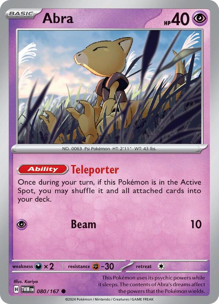 Abra 080/167 (SV06: Twilight Masquerade)  | Good Games Adelaide SA
