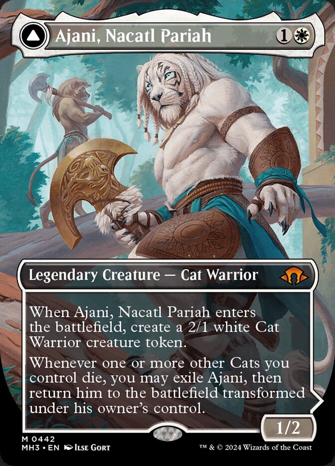 Ajani, Nacatl Pariah // Ajani, Nacatl Avenger 442/319 (Modern Horizons 3)  - Borderless | Good Games Adelaide SA