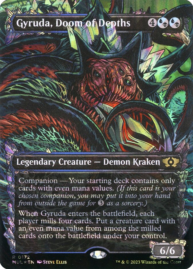 Gyruda, Doom of Depths 172 (March of the Machine: Multiverse Legends)  - Borderless Halo Foil | Good Games Adelaide SA