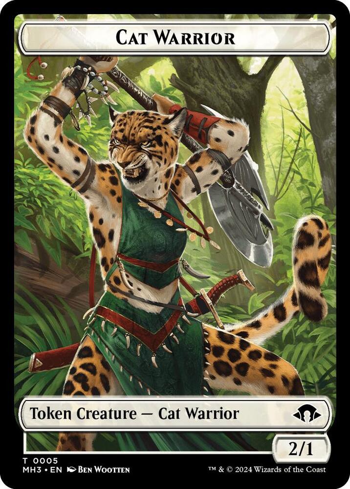 Cat Warrior Energy Reserve Double Sided Token 5 // 36 (Modern Horizons 3)  | Good Games Adelaide SA