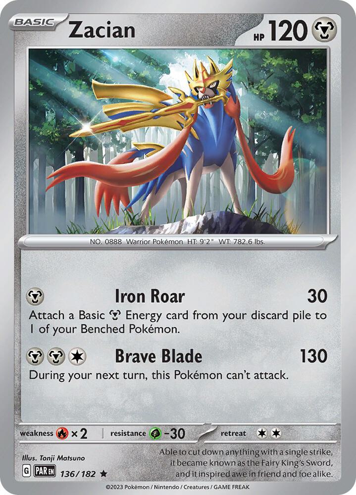 Zacian 136/182 (SV04: Paradox Rift)  - Reverse Holofoil | Good Games Adelaide SA