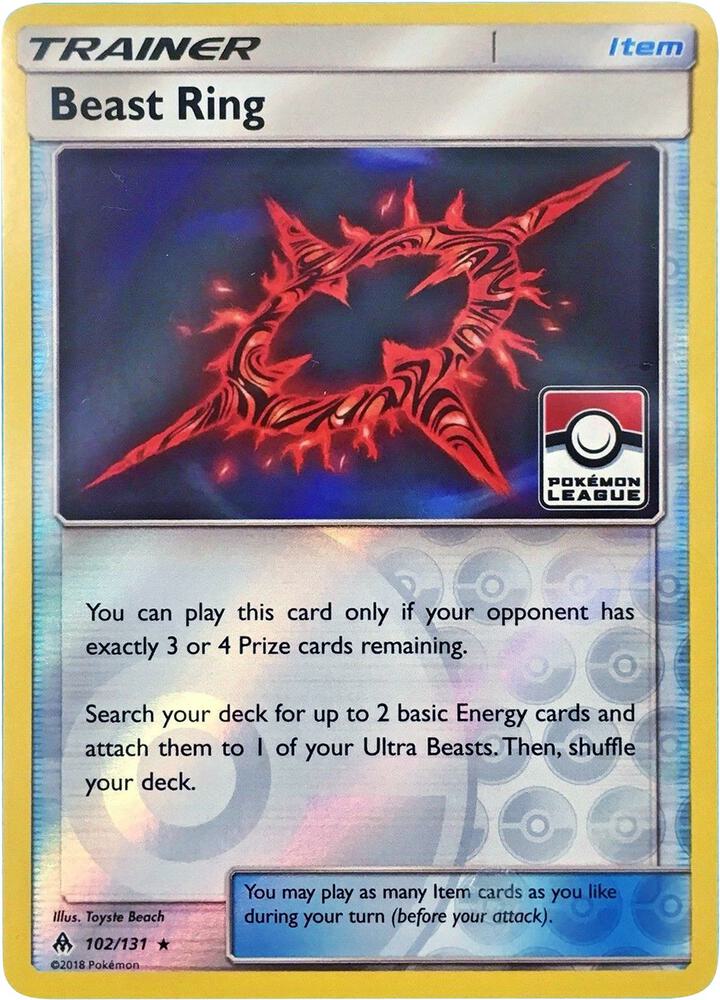 Beast Ring 102 131 Pokemon League 102/131 (League & Championship Cards)  - Reverse Holofoil | Good Games Adelaide SA
