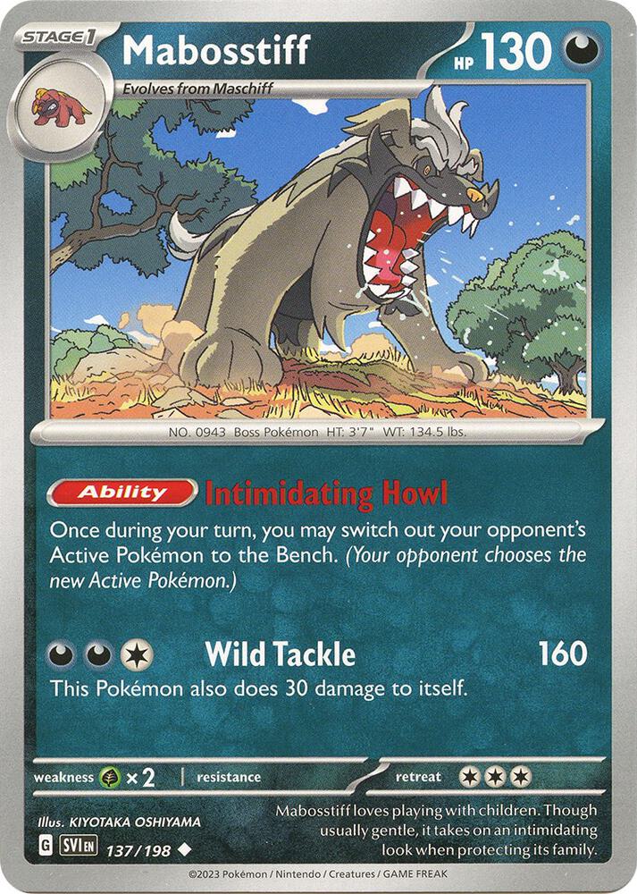 Mabosstiff 137/198 (SV01: Scarlet & Violet Base Set)  | Good Games Adelaide SA