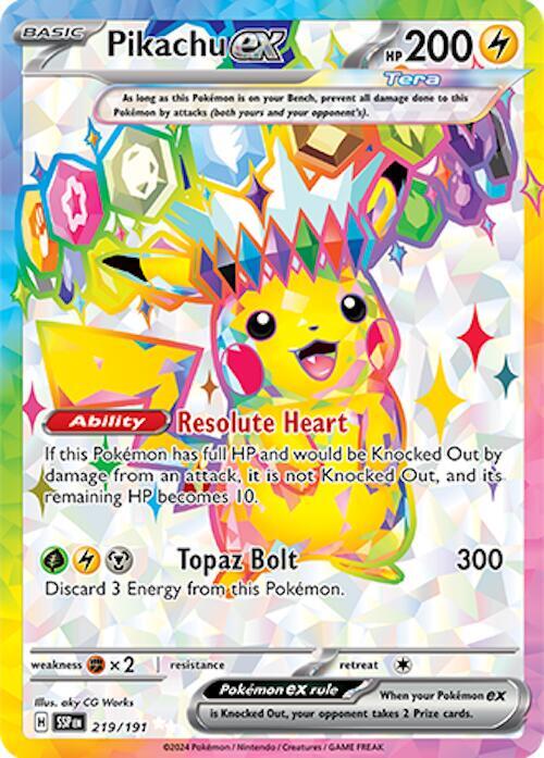 Pikachu ex 219/191 (SV08: Surging Sparks)  - Holofoil | Good Games Adelaide SA