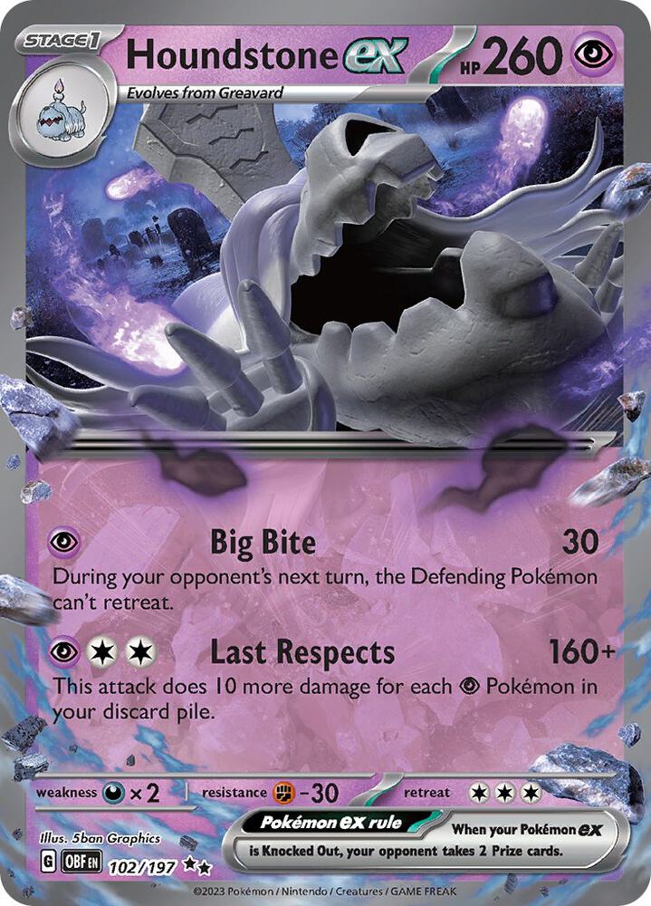 Houndstone ex 102/197 (SV03: Obsidian Flames)  - Holofoil | Good Games Adelaide SA