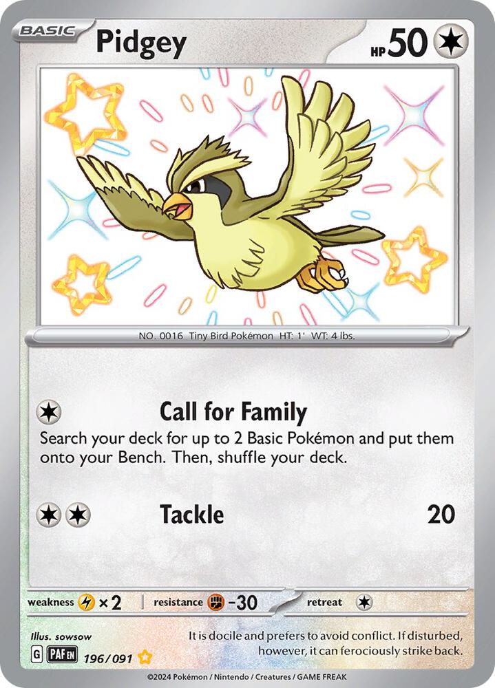 Pidgey 196/091 (SV: Paldean Fates)  - Holofoil | Good Games Adelaide SA