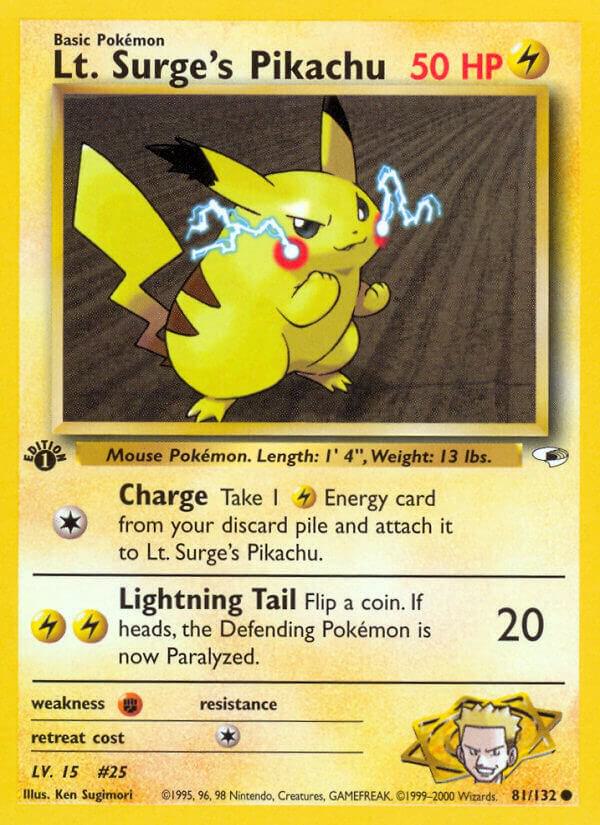 Lt. Surge's Pikachu 081/132 (Gym Heroes)  - 1st Edition | Good Games Adelaide SA