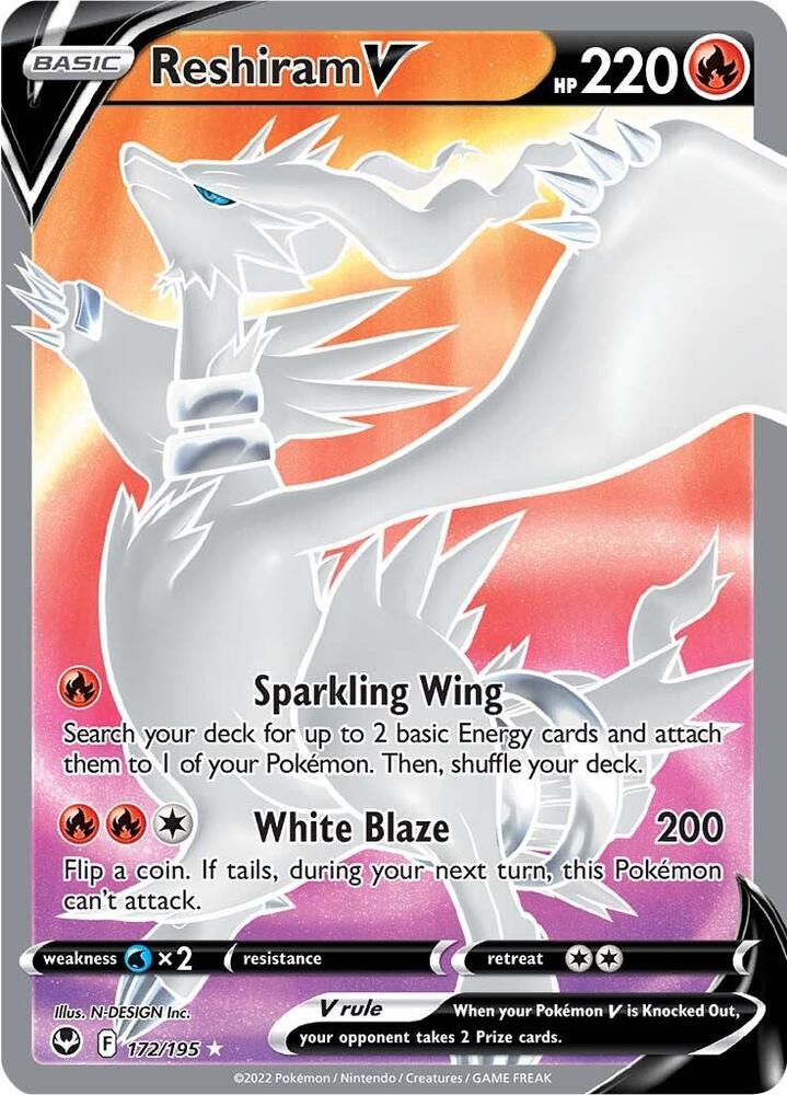 Reshiram V Full Art 172/195 (SWSH12: Silver Tempest)  - Holofoil | Good Games Adelaide SA