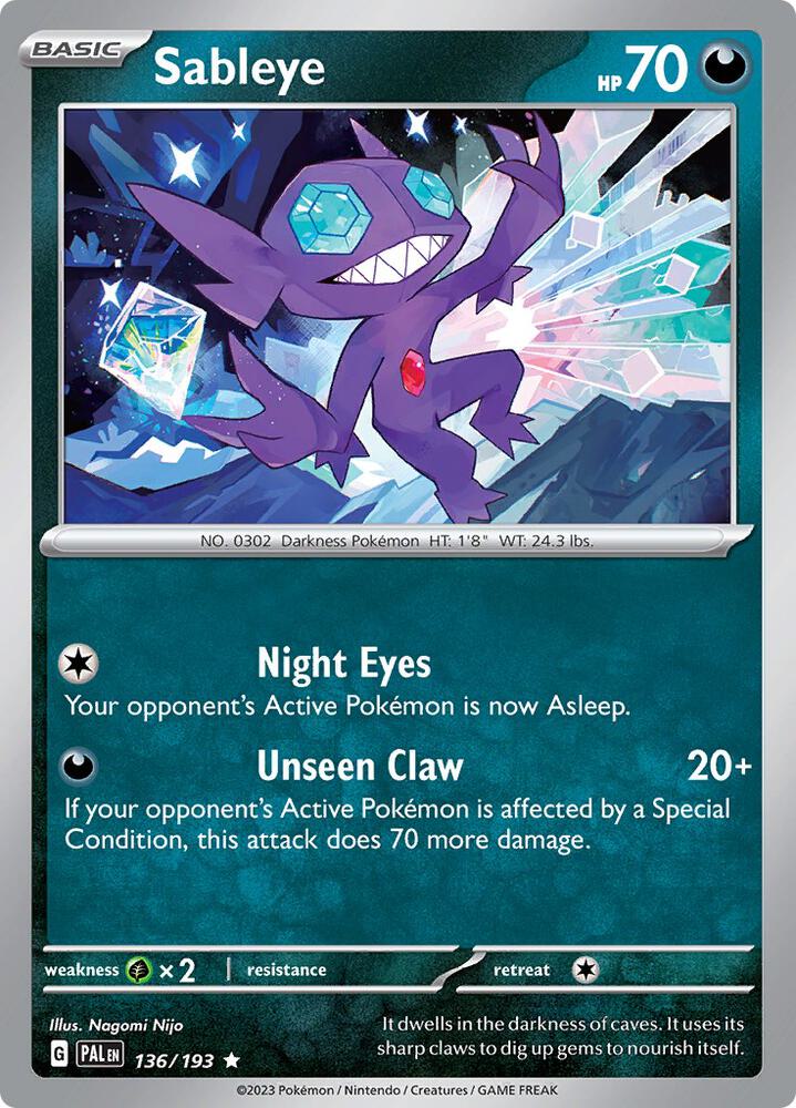 Sableye 136/193 (SV02: Paldea Evolved)  - Holofoil | Good Games Adelaide SA