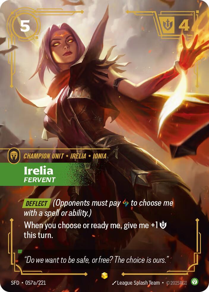 Irelia - Fervent 57a/221 (Spiritforged)  - Foil | Good Games Adelaide SA