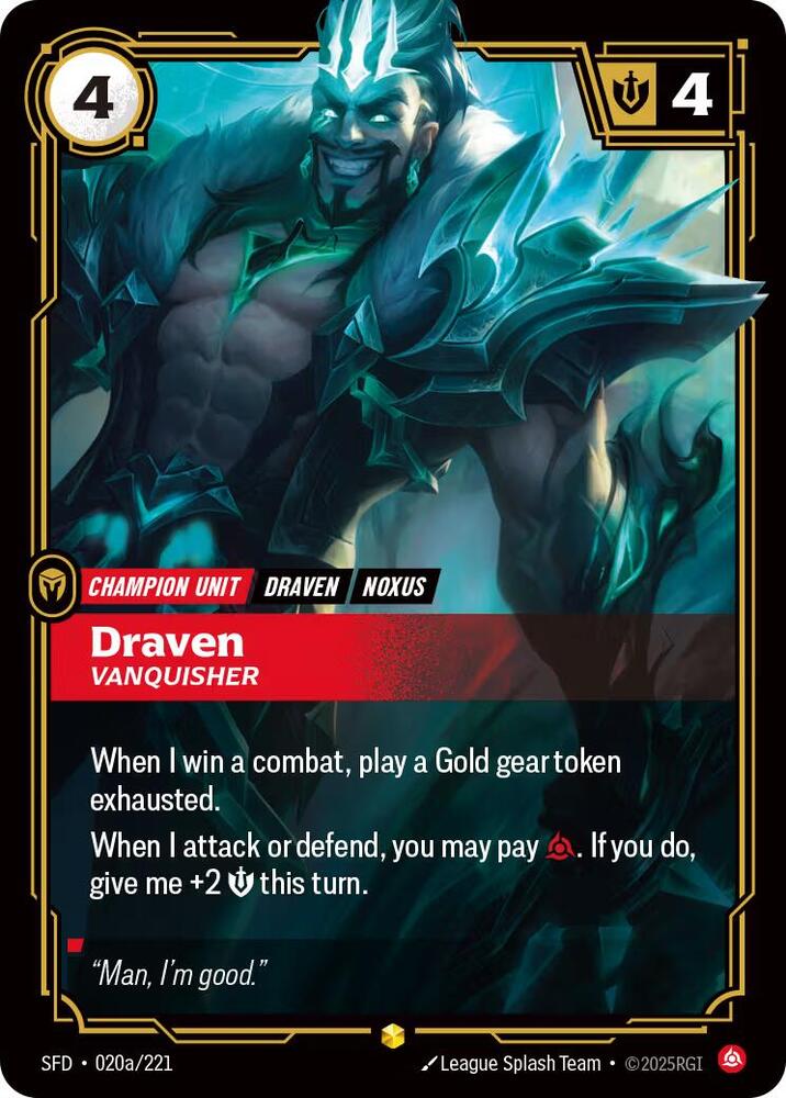 Draven Vanquisher Alternate Art 020a/221 (Spiritforged)  - Foil | Good Games Adelaide SA