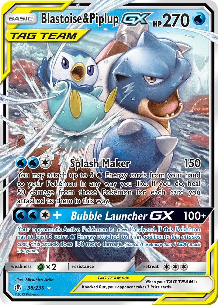 Blastoise and Piplup GX 38/236 (SM - Cosmic Eclipse)  - Holofoil | Good Games Adelaide SA