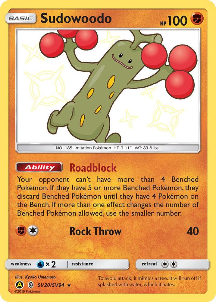 Sudowoodo SV20/SV94 (Hidden Fates: Shiny Vault)  - Holofoil | Good Games Adelaide SA