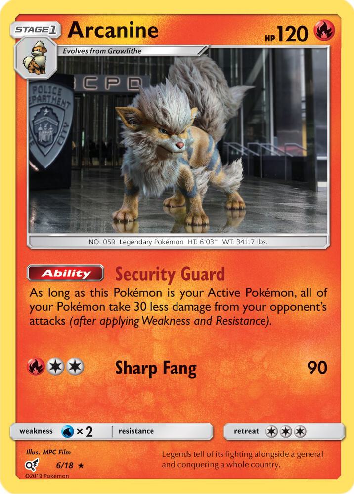 Arcanine 6/18 (Detective Pikachu)  - Holofoil | Good Games Adelaide SA