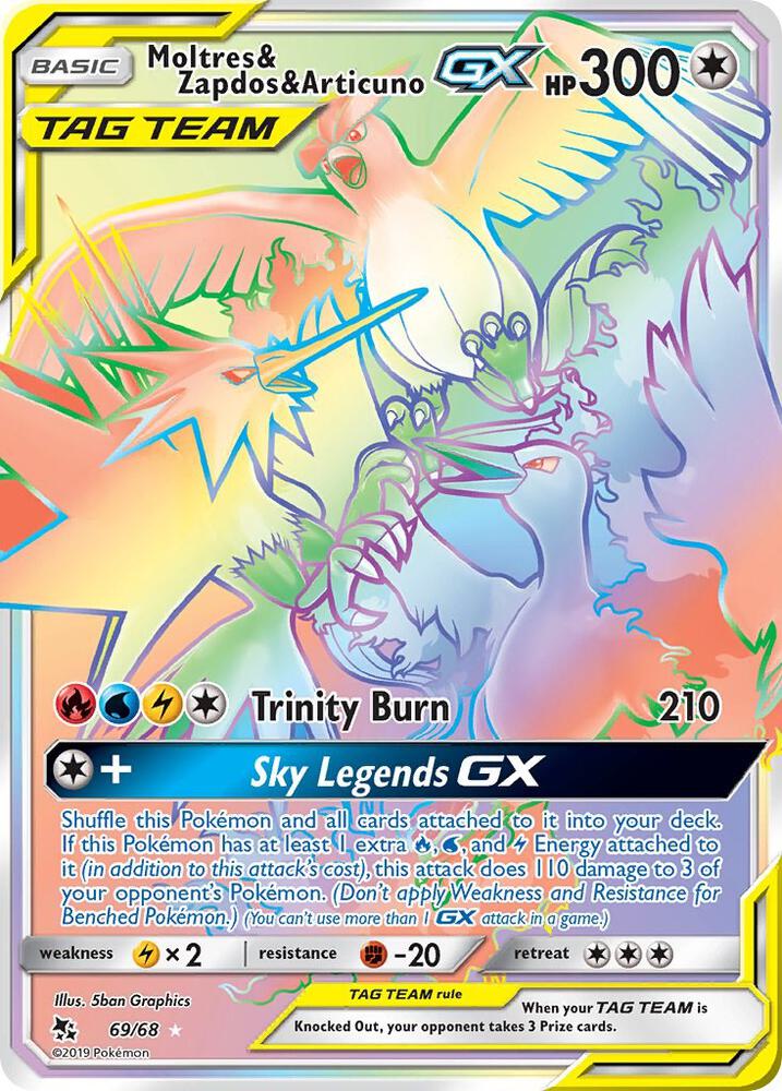 Moltres and Zapdos and Articuno GX Secret 69/68 (Hidden Fates)  - Holofoil | Good Games Adelaide SA