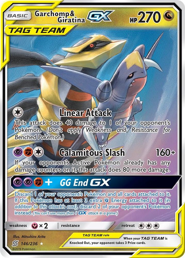 Garchomp and Giratina GX 146/236 (SM - Unified Minds)  - Holofoil | Good Games Adelaide SA