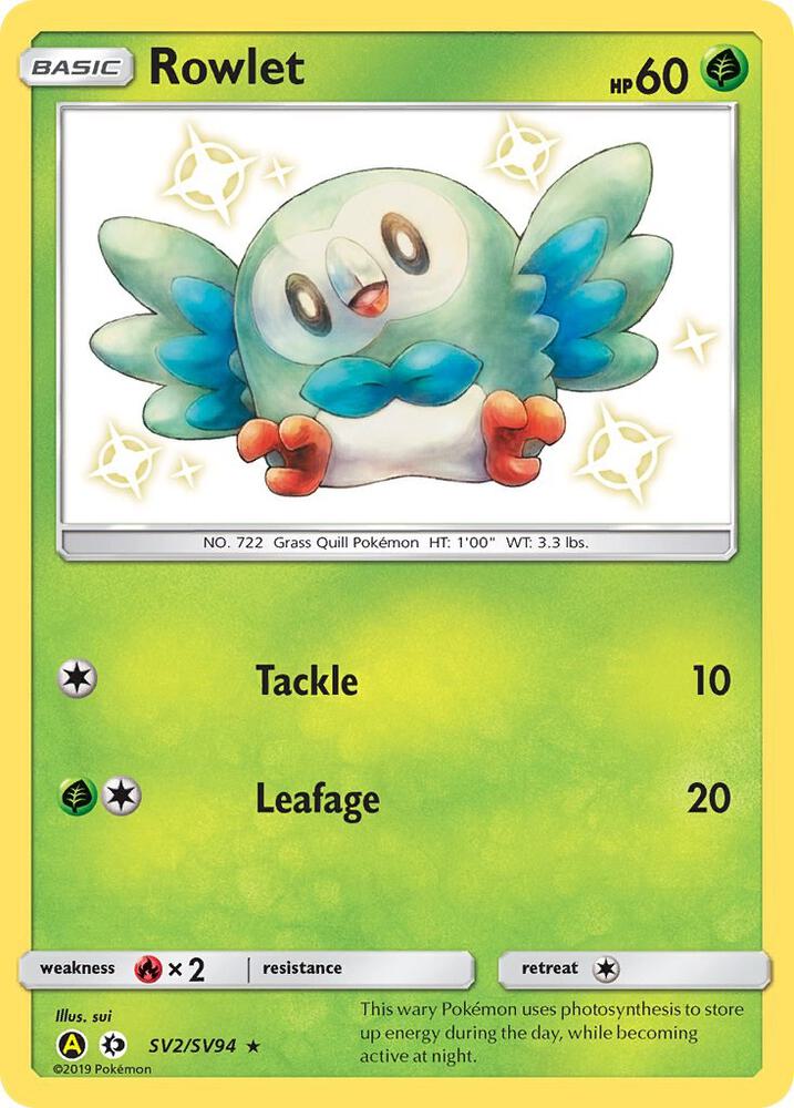Rowlet SV2/SV94 (Hidden Fates: Shiny Vault)  - Holofoil | Good Games Adelaide SA