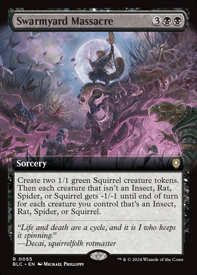 Swarmyard Massacre Extended Art 55 (Commander: Bloomburrow)  - Extended Art | Good Games Adelaide SA