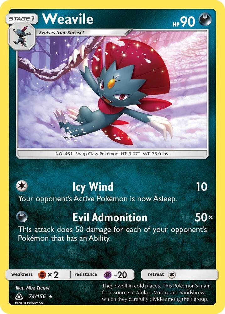 Weavile 74/156 (SM - Ultra Prism)  - Holofoil | Good Games Adelaide SA
