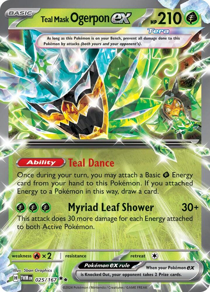 Teal Mask Ogerpon ex 025 167 025/167 (SV06: Twilight Masquerade)  - Holofoil | Good Games Adelaide SA