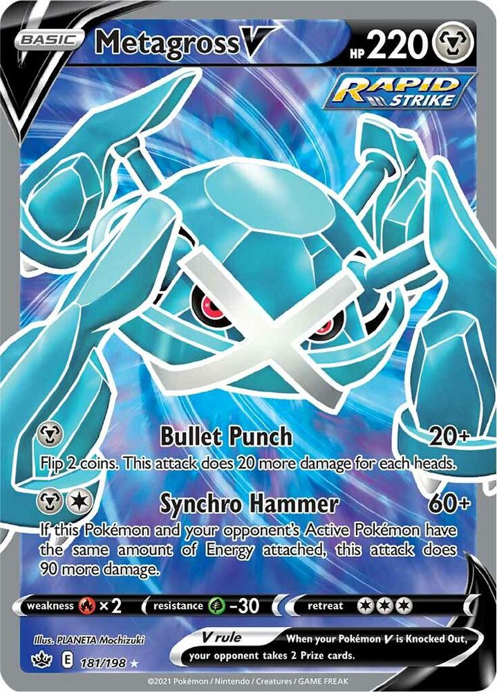 Metagross V Full Art 181/198 (SWSH06: Chilling Reign)  - Holofoil | Good Games Adelaide SA