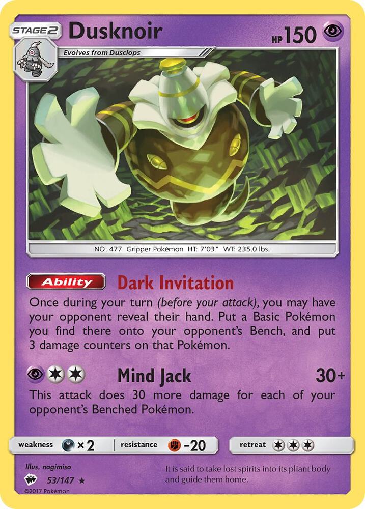 Dusknoir 53/147 (SM - Burning Shadows)  - Holofoil | Good Games Adelaide SA