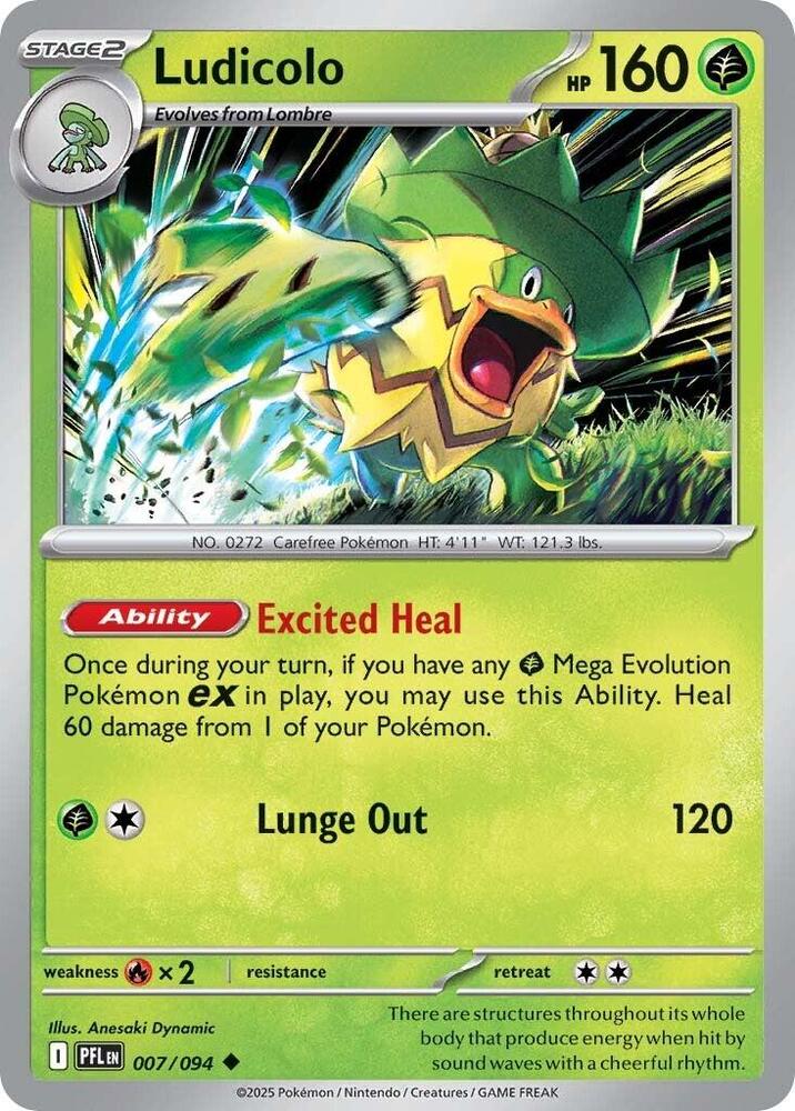 Ludicolo 007 094 007/094 (ME02: Phantasmal Flames)  - Reverse Holofoil | Good Games Adelaide SA