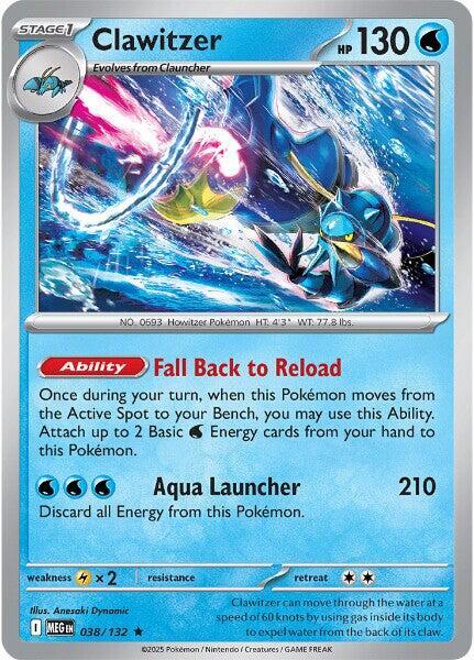 Clawitzer 038/132 (ME01: Mega Evolution)  - Holofoil | Good Games Adelaide SA