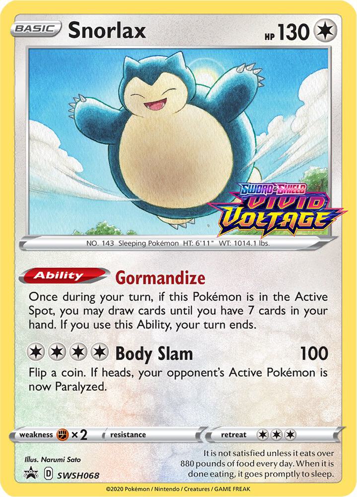 Snorlax Prerelease SWSH068 (SWSH: Sword & Shield Promo Cards)  - Holofoil | Good Games Adelaide SA