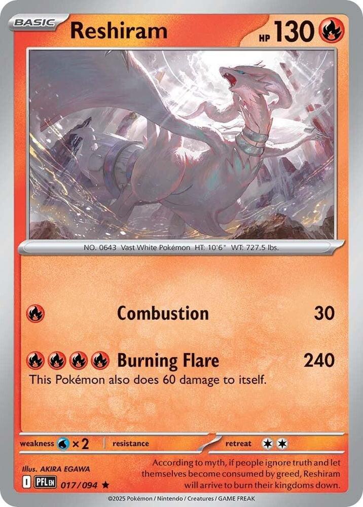 Reshiram 017/094 (ME02: Phantasmal Flames)  - Reverse Holofoil | Good Games Adelaide SA