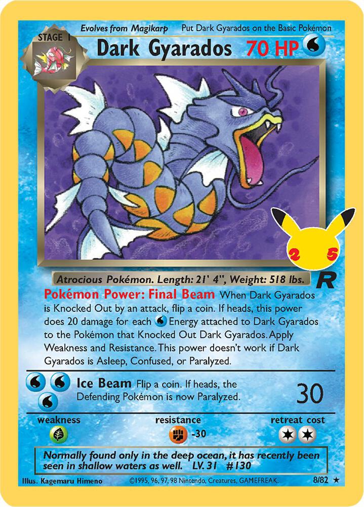 Dark Gyarados 8/82 (Celebrations: Classic Collection)  - Holofoil | Good Games Adelaide SA