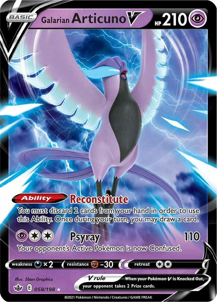 Galarian Articuno V 058/198 (SWSH06: Chilling Reign)  - Holofoil | Good Games Adelaide SA
