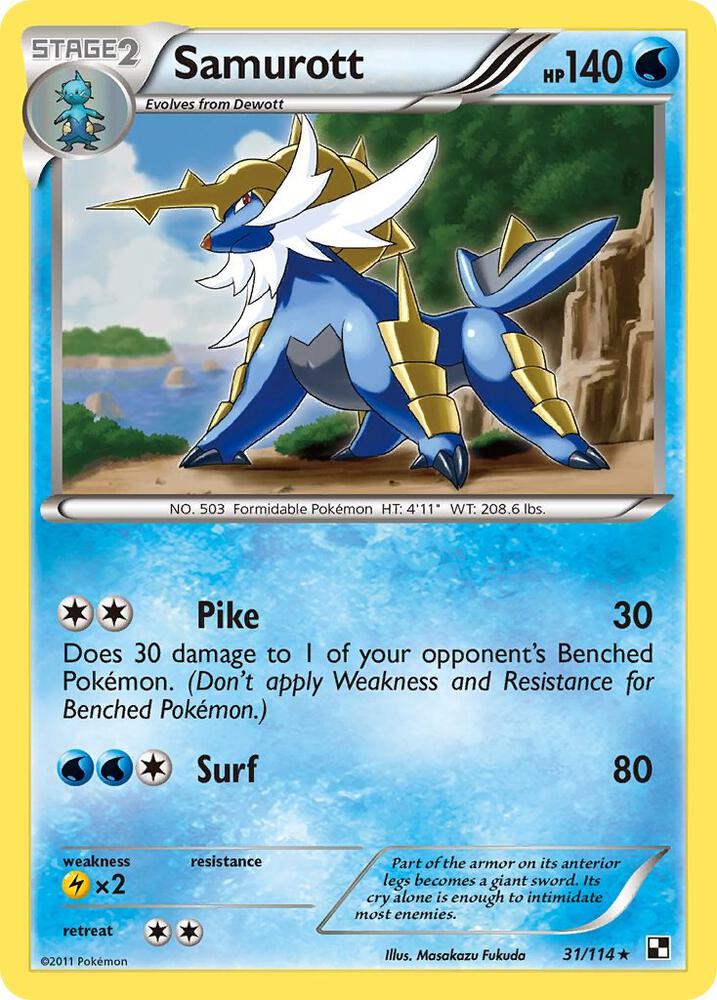 Samurott 31/114 (Black and White)  - Reverse Holofoil | Good Games Adelaide SA