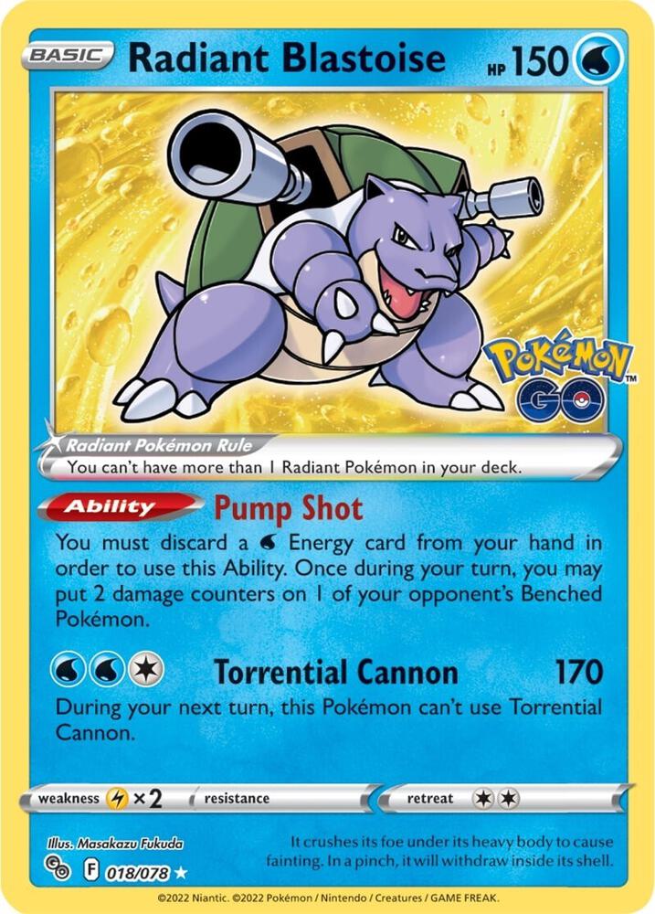 Radiant Blastoise 018/078 (Pokemon GO)  - Holofoil | Good Games Adelaide SA