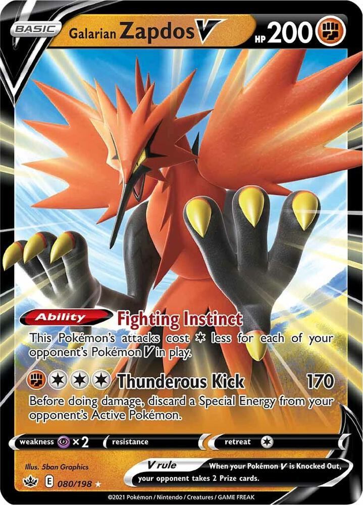 Galarian Zapdos V 080/198 (SWSH06: Chilling Reign)  - Holofoil | Good Games Adelaide SA