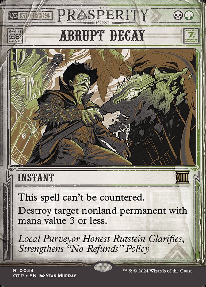 Abrupt Decay 34 (Outlaws of Thunder Junction: Breaking News)  - Foil | Good Games Adelaide SA