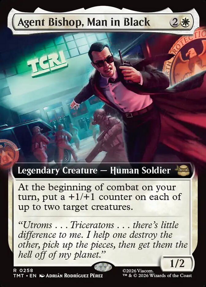 Agent Bishop Man in Black  258/260 (Teenage Mutant Ninja Turtles)  - Extended Art Foil | Good Games Adelaide SA