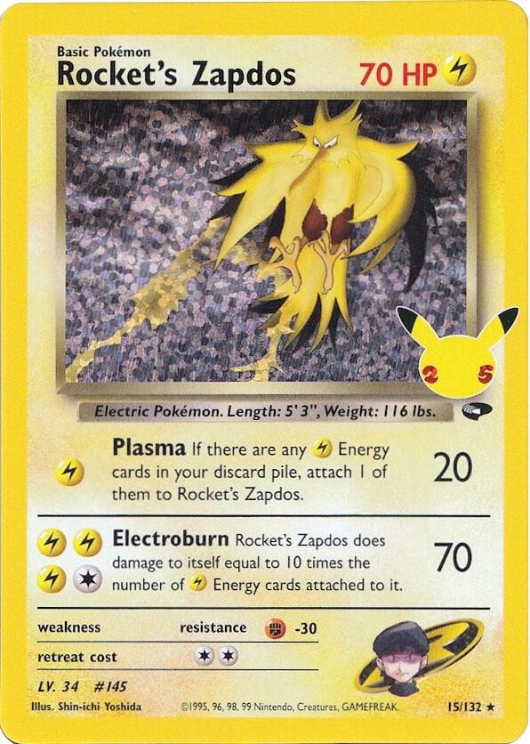 Rockets Zapdos 15/132 (Celebrations: Classic Collection)  - Holofoil | Good Games Adelaide SA