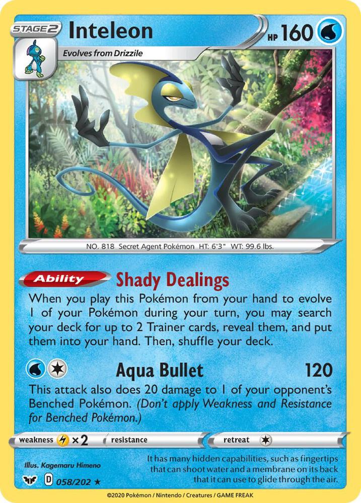Inteleon 058/202 (SWSH01: Sword & Shield Base Set)  - Holofoil | Good Games Adelaide SA
