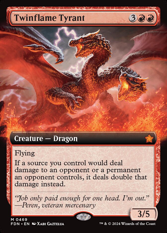 Twinflame Tyrant Extended Art 469 (Foundations)  - Extended Art Foil | Good Games Adelaide SA