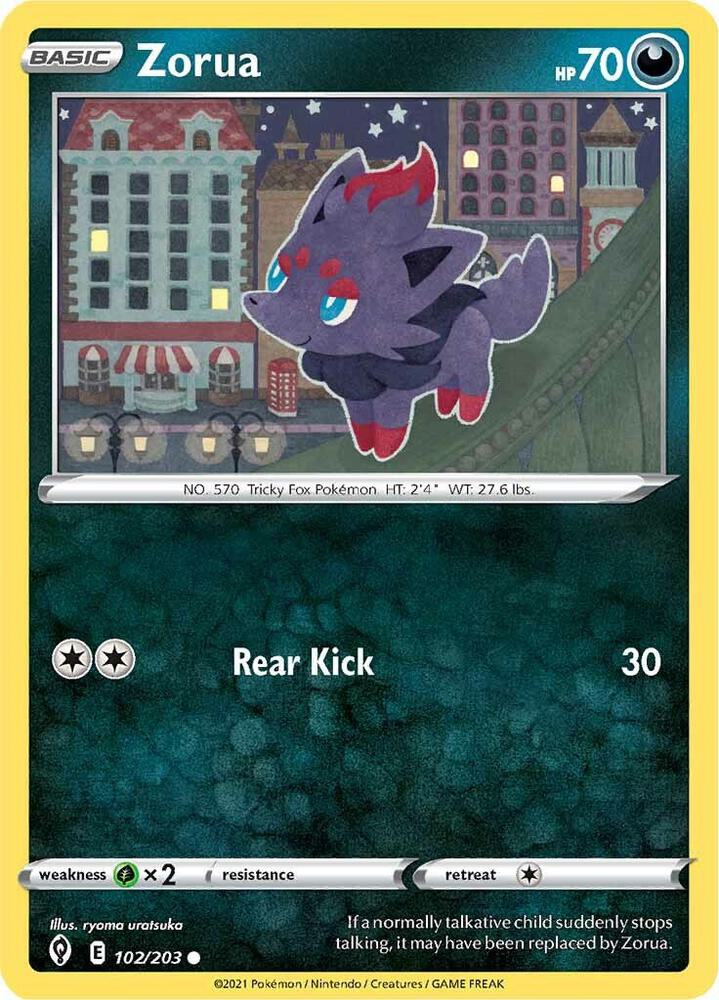 Zorua 102/203 (SWSH07: Evolving Skies)  | Good Games Adelaide SA