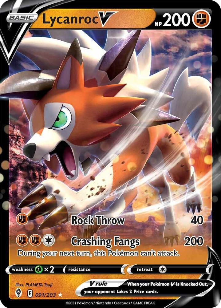 Lycanroc V 091/203 (SWSH07: Evolving Skies)  - Holofoil | Good Games Adelaide SA