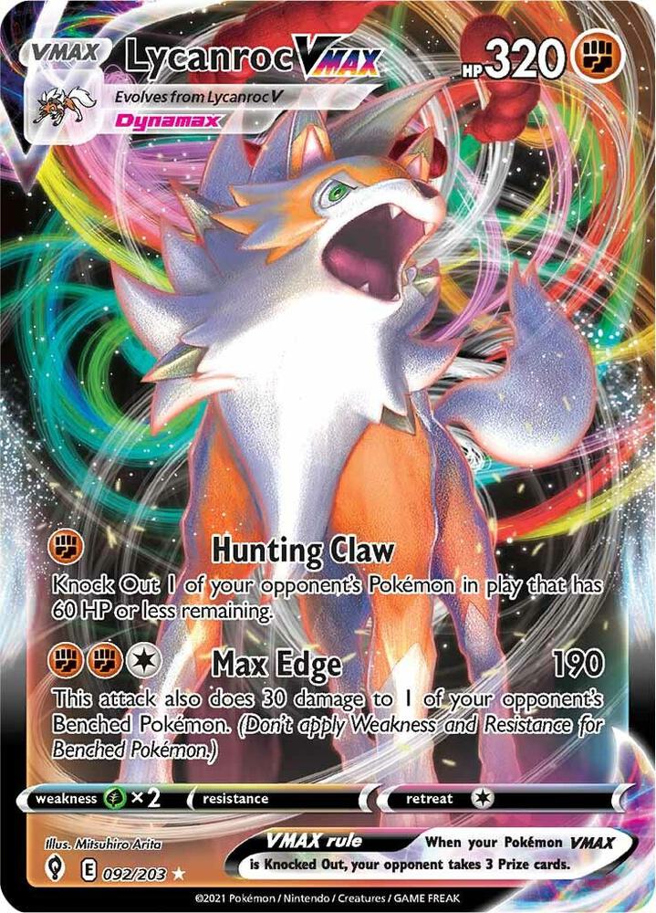 Lycanroc VMAX 092/203 (SWSH07: Evolving Skies)  - Holofoil | Good Games Adelaide SA