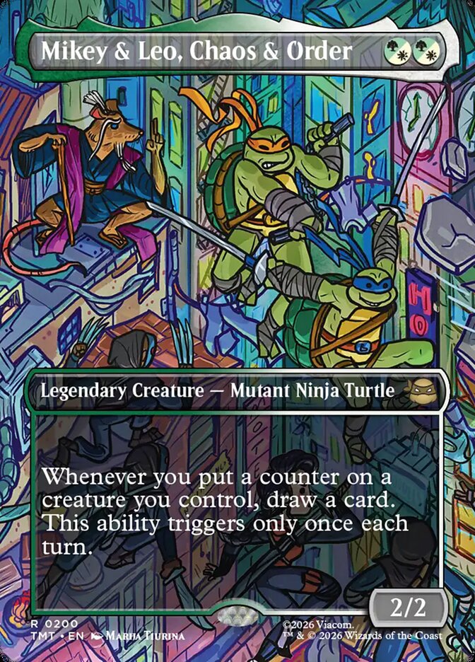 Mikey and Leo Chaos and Order Borderless 200 (Teenage Mutant Ninja Turtles)  - Borderless Foil | Good Games Adelaide SA