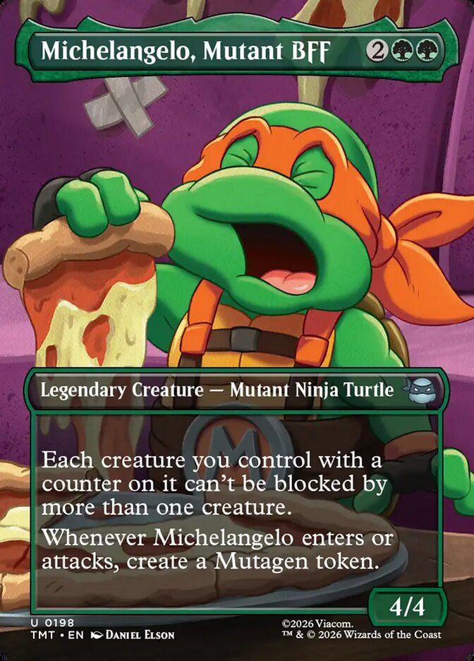 Michelangelo Mutant BFF Borderless 198/260 (Teenage Mutant Ninja Turtles)  - Borderless Foil | Good Games Adelaide SA