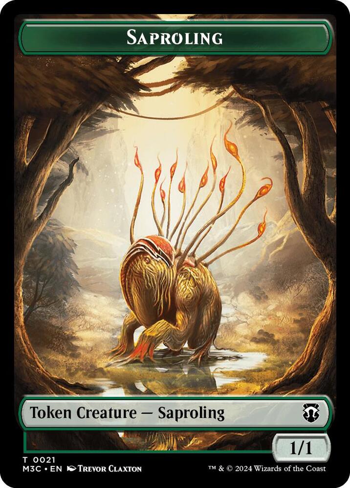 Saproling Emblem Garruk Apex Predator Double Sided Token 21 // 27 (Commander: Modern Horizons 3)  - Ripple Foil | Good Games Adelaide SA