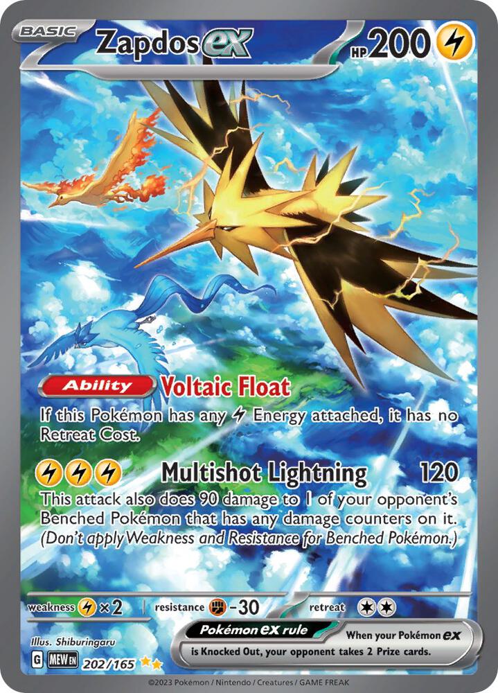 Zapdos ex 202/165 (SV: Scarlet & Violet 151)  - Holofoil | Good Games Adelaide SA