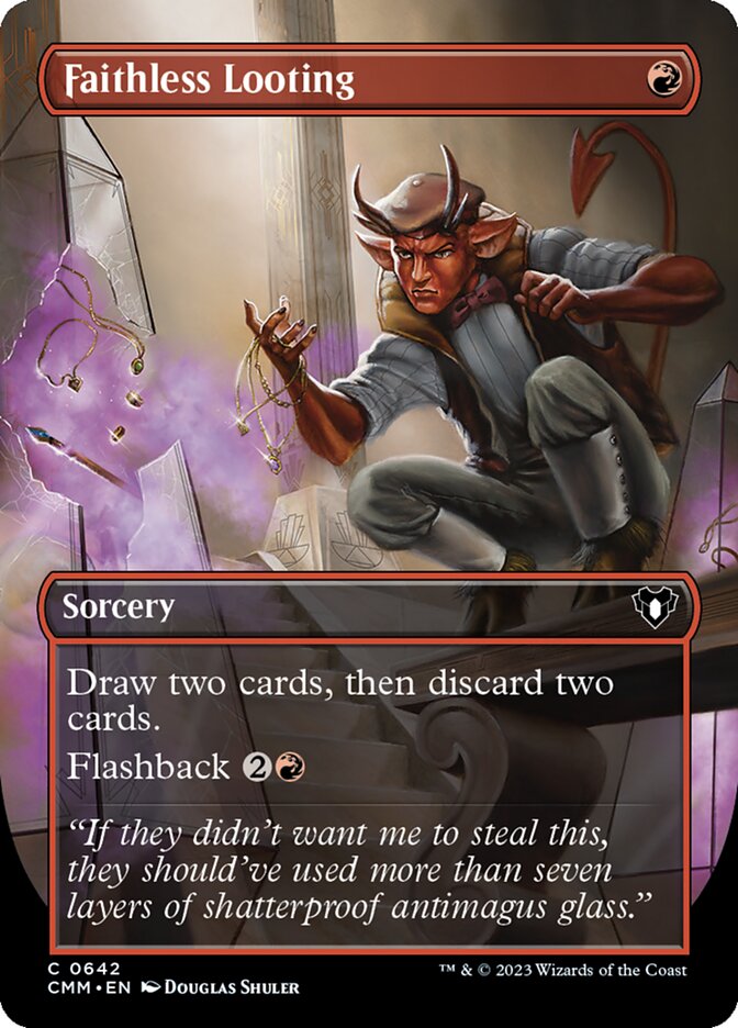 Faithless Looting 642 (Commander Masters)  - Borderless Foil | Good Games Adelaide SA