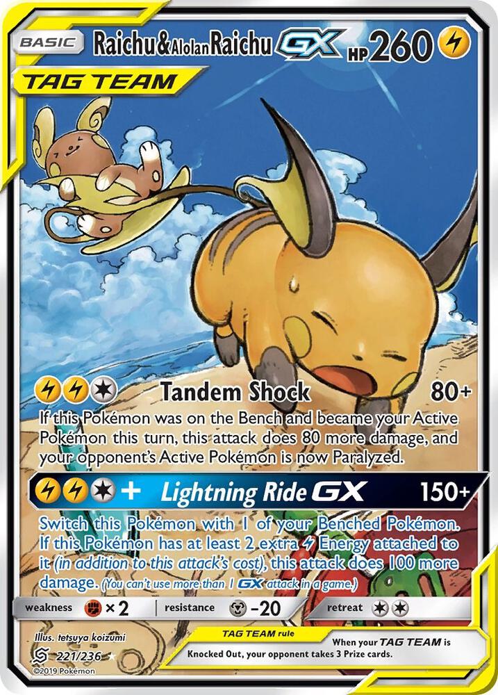 Raichu and Alolan Raichu GX Alternate Full Art 221/236 (SM - Unified Minds)  - Holofoil | Good Games Adelaide SA