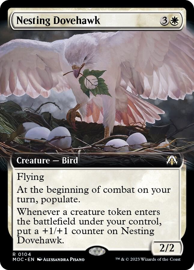 Nesting Dovehawk Extended Art 104 (Commander: March of the Machine)  - Extended Art | Good Games Adelaide SA